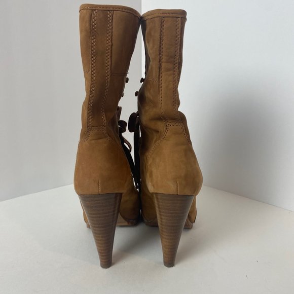 Steve Madden Leather Lace Up Heeled Booties Size 6 - Picture 4 of 6
